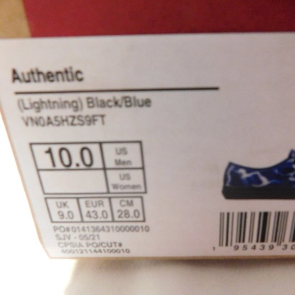Vans Authentic Lightning Blue & Black Skate Shoes Men's Size 10 New - Picture 2 of 5
